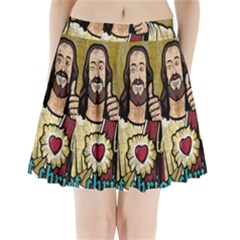 Buddy Christ Pleated Mini Skirt by Valentinaart