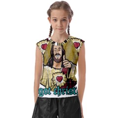 Buddy Christ Kids  Raglan Cap Sleeve Tee by Valentinaart