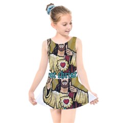 Buddy Christ Kids  Skater Dress Swimsuit by Valentinaart