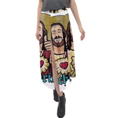 Buddy Christ Velour Split Maxi Skirt by Valentinaart