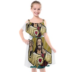 Buddy Christ Kids  Cut Out Shoulders Chiffon Dress by Valentinaart