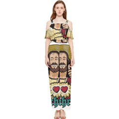 Buddy Christ Draped Sleeveless Chiffon Jumpsuit by Valentinaart