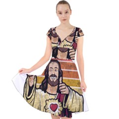 Got Christ? Cap Sleeve Front Wrap Midi Dress by Valentinaart