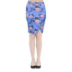 Flowers Pattern Midi Wrap Pencil Skirt by Sparkle