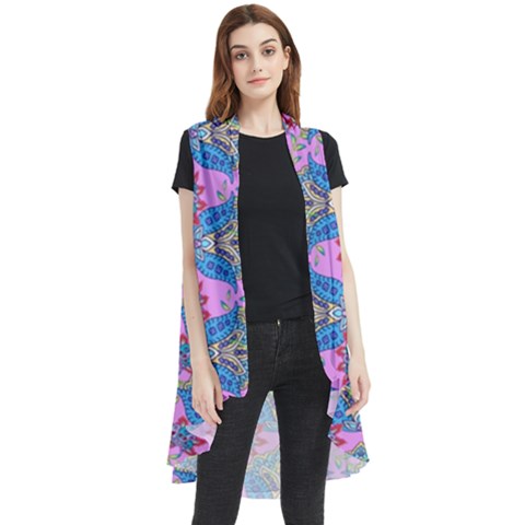 Floral Pattern Sleeveless Chiffon Waistcoat Shirt by Sparkle