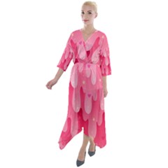 Rose Slime  Quarter Sleeve Wrap Front Maxi Dress by Sobalvarro