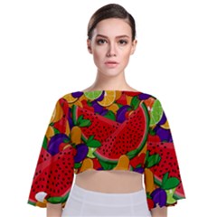 Fruit Life 2  Tie Back Butterfly Sleeve Chiffon Top by Valentinaart