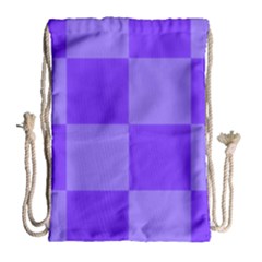 Purple Gingham Check Squares Pattern Drawstring Bag (large) by yoursparklingshop