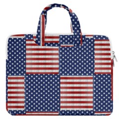 Red White Blue Stars And Stripes Macbook Pro Double Pocket Laptop Bag by yoursparklingshop