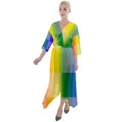 Lgbt Rainbow Buffalo Check Lgbtq Pride Squares Pattern Quarter Sleeve Wrap Front Maxi Dress by yoursparklingshop