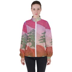 Lebanon Women s High Neck Windbreaker by AwesomeFlags