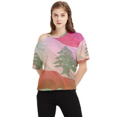 Lebanon One Shoulder Cut Out Tee by AwesomeFlags