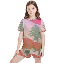 Lebanon Kids  Tee And Sports Shorts Set by AwesomeFlags