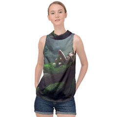 Wooden Child Resting On A Tree From Fonebook High Neck Satin Top by 2853937