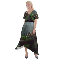 Wooden Child Resting On A Tree From Fonebook Cross Front Sharkbite Hem Maxi Dress by 2853937