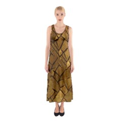 Golden Mosaic Texture Print Sleeveless Maxi Dress by dflcprintsclothing