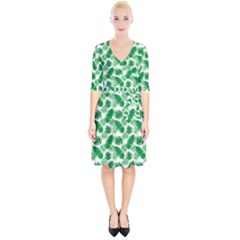 Tropical Leaf Pattern Wrap Up Cocktail Dress by Dutashop