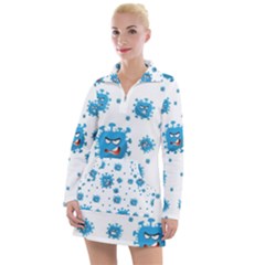 Illustrations Virus Corona Covid Infection Women s Long Sleeve Casual Dress by Dutashop