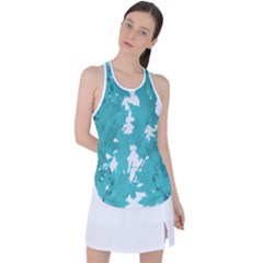 Blue Autumn Maple Leaves Collage, Graphic Design Racer Back Mesh Tank Top by picsaspassion