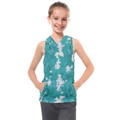 Blue Autumn Maple Leaves Collage, Graphic Design Kids  Sleeveless Hoodie by picsaspassion