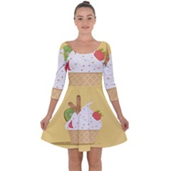 Ice Cream Dessert Summer Quarter Sleeve Skater Dress by Dutashop