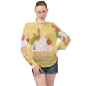 Ice Cream Dessert Summer High Neck Long Sleeve Chiffon Top View1