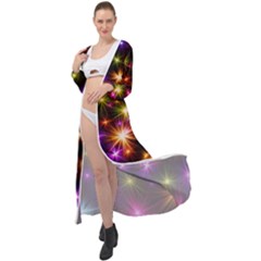 Star Colorful Christmas Abstract Maxi Chiffon Beach Wrap by Dutashop