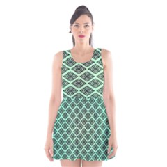 Pattern Texture Geometric Pattern Green Scoop Neck Skater Dress by Dutashop