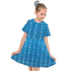 Background Texture Pattern Blue Kids  Short Sleeve Shirt Dress by Dutashop