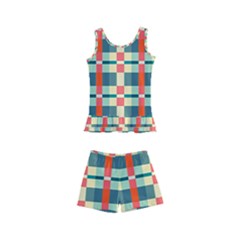 Texture Plaid Kids  Boyleg Swimsuit by Dutashop