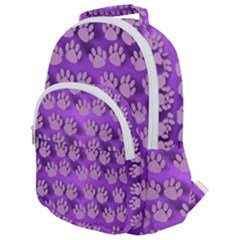 Pattern Texture Feet Dog Purple Rounded Multi Pocket Backpack by Dutashop