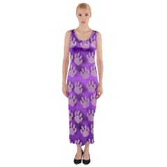 Pattern Texture Feet Dog Purple Fitted Maxi Dress by Dutashop