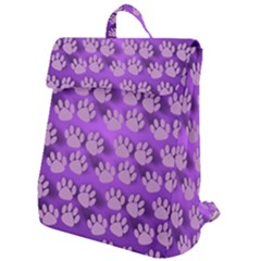 Pattern Texture Feet Dog Purple Flap Top Backpack by Dutashop