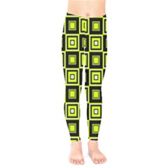 Green Pattern Square Squares Kids  Leggings by Dutashop