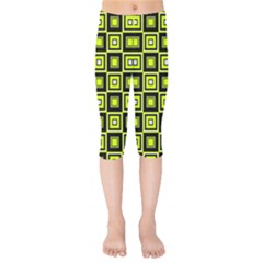 Green Pattern Square Squares Kids  Capri Leggings  by Dutashop