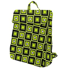 Green Pattern Square Squares Flap Top Backpack by Dutashop