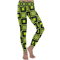 Green Pattern Square Squares Kids  Lightweight Velour Classic Yoga Leggings by Dutashop