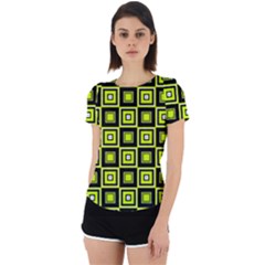 Green Pattern Square Squares Back Cut Out Sport Tee by Dutashop