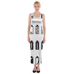 Battery Icons Charge Fitted Maxi Dress by Dutashop