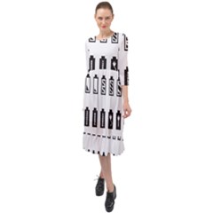 Battery Icons Charge Ruffle End Midi Chiffon Dress by Dutashop