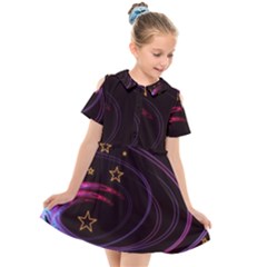 Background Abstract Star Kids  Short Sleeve Shirt Dress by Dutashop