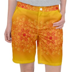 Fractal Yellow Orange Pocket Shorts by Dutashop