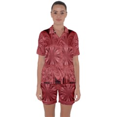 Background Floral Pattern Satin Short Sleeve Pajamas Set by Dutashop