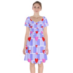 Love Hearts Valentine Decorative Short Sleeve Bardot Dress by Dutashop