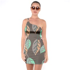 Leaf Brown One Soulder Bodycon Dress by Dutashop