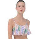 Leaf Pink Frill Bikini Top View1