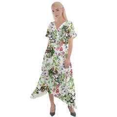 Green Flora Cross Front Sharkbite Hem Maxi Dress by goljakoff