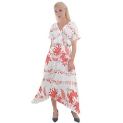 Folk Ornament Cross Front Sharkbite Hem Maxi Dress by Eskimos