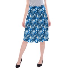 Star Hexagon Deep Blue Light Midi Beach Skirt by Dutashop