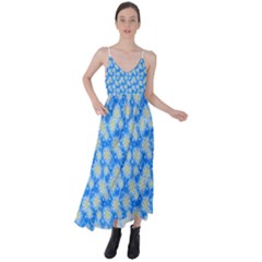 Hydrangea Blue Glitter Round Tie Back Maxi Dress by Dutashop